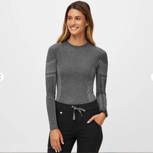 Figs Salta Women's Charcoal Long Sleeve Underscrub- Womens Small
